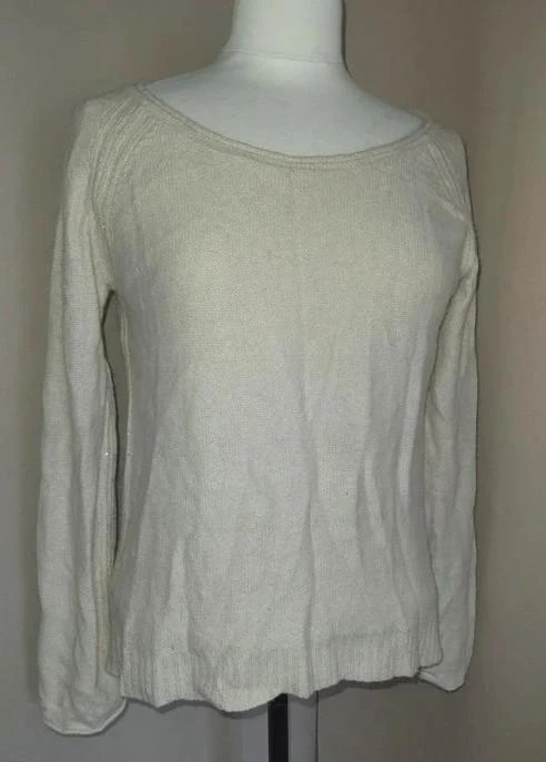Pull femme écru doré à col bateau femme 38- M